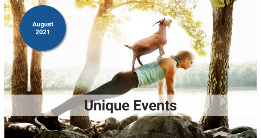 goat yoga picture with unique events title